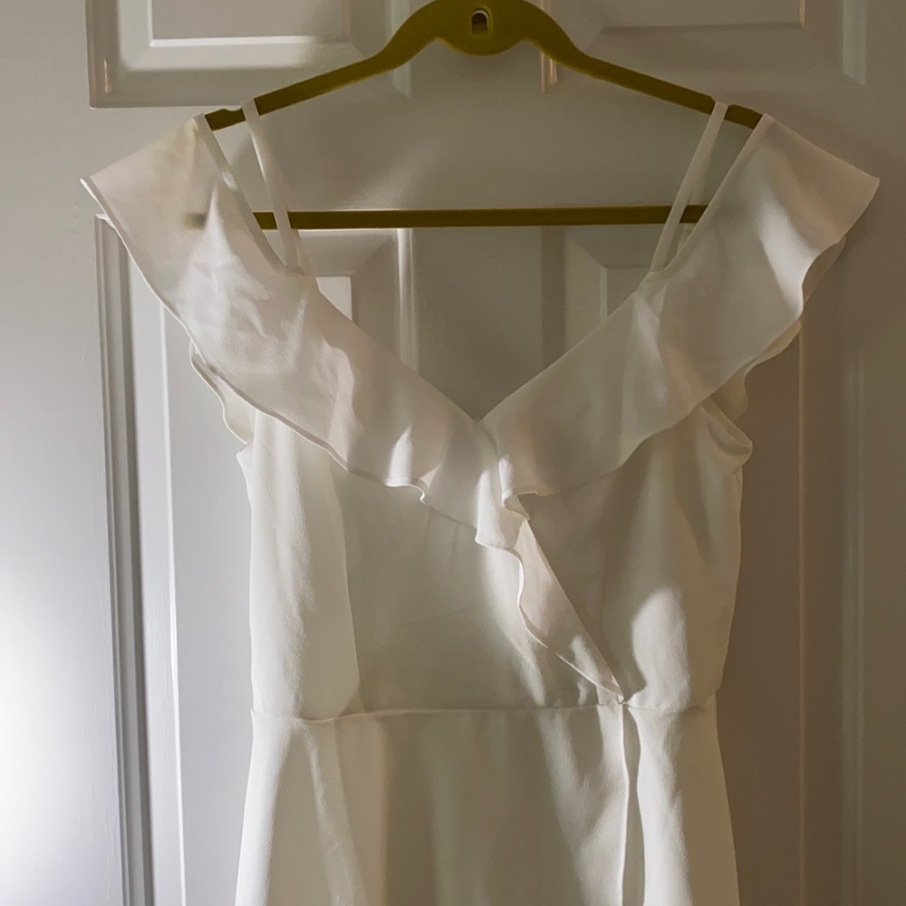 White high/low spaghetti strap dress